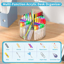 Rotating Markers Organizer for Kids, Acrylic Lazy Susan Organizers for Desks, 360 Degree Spinning Pencil Holders Pen Holders, Clear Arts and Crafts Organizer Storage, Art Supply Storage 6 Compartments — 3