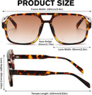 Hycredi Retro Aviator Sunglasses for Women Men, Oversized Square Shades | C2 - Leopard/Gradient Brown — 4