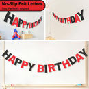 Pre-Strung Felt Happy Birthday Banner Red Black Garland Set | Black Red — 3