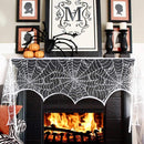 AerWo Halloween Fireplace Mantel Scarf, Halloween Decorations White Lace Spiderweb Fireplace Cover Festive Party Supplies,18 x 98 inch — 5