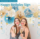 Dusty Blue Beige Champagne Women Birthday Decorations, Boho Neutral Boys Girls Blue Party Décor With Fog Cream Gold Balloons,Happy Banner Garland,Paper Lanterns, Honeycomb Tissue Pom Poms For Adults | Dusty Blue Beige-champagne — 2