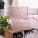 PRANDOM Larger Collapsible Storage Bin with Lid [1-Pack] Fabric Decorative Storage Box Cube Organizer Container Baskes with Handles Divider for Bedroom Closet Living Room Pink 17.7x11.8x11.8 Inch — 2