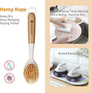 2 Pack Kitchen Dish Brush Bamboo Handle Dish Scrubber Built-in Scraper — 2