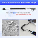 USB to USB-C and Lightning Cable Combo 2 in 1 Coiled Cable Support Apple Carplay & Android Auto [MFi & 3A Fast Charge & Data] Coiled Lightning and USB C Cable for iPhone 18/17/16/15/14/13/12/Android 7