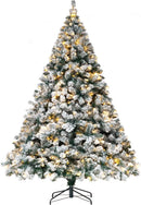 7.5FT Snow Prelit Christmas Artificial Tree,Warm White LED Lights Xmas Tree — 1