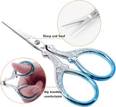 Small Sewing Scissors 3.6Inch Scissors with Leather Scissor Cover | Silver Blue | 3.6 inch — 3