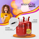 Party Factory – 2x Helium Tank - for up to 100 assorted balloons (latex, LED & foil) – Party birthday decoration disposable gas cylinder – bendable filling valve – For decorative occasions | 2 Pack — 3