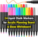 Liquid Chalk Markers for LED Drawing Board Acrylic Board, 24 Pack, 12-Color | 24 Pack 12 Colors-1mm Tips — 1