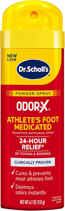 Dr. Scholl's Odor-X Medicated ANTIFUNGAL Athlete's Foot Powder Spray, 4.7 oz // 24-Hour Relief of Itching & Burning, Clinically Proven, Cures & Prevents Most Athlete's Foot, Destroys Odors Instantly — 1