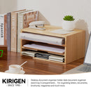 KIRIGEN Wooden Desk Organizer 3-Tier Letter Tray and Paper Sorter, Natural — 5