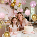 Pink Gold Balloons Set, 12 Inch Pink White Latex Balloons Pink Confetti Helium Balloons Pink and Metallic Gold Party Balloons for Bridal Baby Shower Wedding Girl Women Birthday Decorations — 6