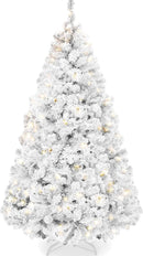 Best Choice Products Pre-Lit White Christmas Tree, 6ft Artificial Snow Flocked Full Fir Tree, Holiday Decoration w/ 250 Lights, 928 Branch Tips — 1