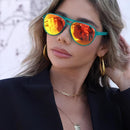 KUGUAOK Polarized Aviator Sunglasses for Women Men Sports Style UV400 Protection Running Sun Glasses Vintage Trendy Shades | Black+green Red+purple+floral Pink — 2