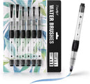 JusArt Water Brush Pens 6-Pack Leak-Proof Refillable Watercolor Pens | 6 Pcs Black — 1