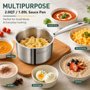 DELARLO Full-body Clad Tri-ply Stainless Steel 2 Quart Saucepan with Lid — 4