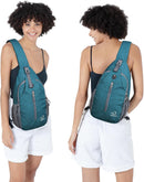 WATERFLY Crossbody Sling Backpack Sling Bag Travel Hiking Daypack | Peacock Blue(other Style) | Small — 6