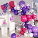 MEBAY Hot Pink Purple Silver Baloon Garland Arch Kit, 146Pcs Latex Balloons Different Sizes 18 12 10 5 inch for Women Girls Birthday Baby Shower Wedding Party Decorations | Hot Pink-purple-silver — 1