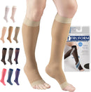 Truform Sheer Compression Stockings, 15-20 mmHg, Women's Knee High Length, Open Toe, 20 Denier, Light Beige, Medium | Medium (1 Pair) — 1