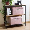 PRANDOM Larger Collapsible Storage Bin with Lid [1-Pack] Fabric Decorative Storage Box Cube Organizer Container Baskes with Handles Divider for Bedroom Closet Living Room Pink 17.7x11.8x11.8 Inch — 4