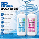 SigWong Epoxy Resin 40OZ - Crystal Clear Coating Kit, Easy Mix 1:1 Ratio, Bubble Free & Anti-Yellowing, Self… — 2