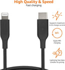 Amazon Basics USB-C to Lightning Cable, Apple MFi Certified, Power Delivery, Data Transfer, 3 Feet, Black 3