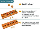 BSIRI Classic Shut The Box Game Wooden 12 Numbers with Math Lover Player Wood Box of Brain Teaser Puzzles Single Player Original Wood Dice and Close flip Number Board Games Adults Travel Mini Size — 3