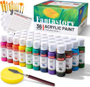 Fantastory 60ml 36 Colors Acrylic Paint Set with 12 Brushes | 36 popular Colors — 1