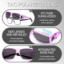 Polarized Fit Over Glasses Sunglasses for Men Women Driving Square Wrap Around Shades UV Protection Sun Eyewear PT2006 | 2pcs(purple/Gray+blue/Gray) | 62 Millimeters — 4