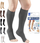 Truform 20-30 mmHg Compression Stockings for Men and Women, Knee High Length, Open Toe | Gray | 2X-Large (1 Pair) | Microfiber Knit — 1