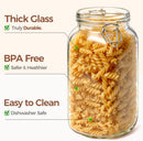 ComSaf Large Square Glass Jars with Airtight Lids 78 oz 3 Pack Wide Mouth