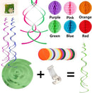 FECEDY Colorful Happy Birthday Banner Paper Triangle Flag Bunting Circle Confetti Dots Hanging Garland And Honeycomb Ball Swirl Streamers for Birthday Baby Shower Party Decoration | Multicolor 4 — 6