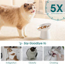 vancasso Ceramic Slow Feeder Cat Bowl, 6.25 Inch Elevated Cat Slow Feeder Bowl, Anti Vomiting for Dry and Wet Food, White — 4