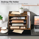 HOOBRO Mail Sorter, Literature Organizer with Adjustable Shelves, Paper Organizer for Office, Home, Wood Countertop File Holders, Mails, Magazines, Rustic Brown FG41WF01 — 2