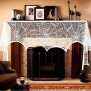AerWo Halloween Fireplace Mantel Scarf, Halloween Decorations White Lace Spiderweb Fireplace Cover Festive Party Supplies,18 x 98 inch — 3