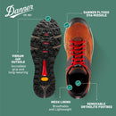 Danner Trail 2650 Hiking Shoes for Men - Durable Suede, Lightweight Textile with Breathable Mesh Lining, Ortholite Footbed & Vibram Traction Outsole - Brown/Red - Suede — 4