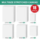 ESRICH Stretched Canvas for Painting,18 Multi Pack Blank Canvases for Painting 12x16, 11x14, 9x12, 8x10, 5x7, 3x5, Cotton Primed Painting Canvas for Oil, Acrylic Paint, for Beginners, Artists. | 18 Packs - 6 Sizes (3 of Each) — 2