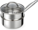 Ohtomber 1.5 Qt Tri-Ply Stainless Steel Saucepan with Steamer Basket & Lid — 1