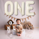 40 Inch Beige One Balloons for 1st Birthday, Cream White Sand One Balloon Letters with Ribbon, Neutral Ivory Alphabet One Balloon for Boys Girls First Birthday 1 Year Old Baby Shower Party Decorations | Cream - One — 5