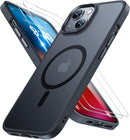 Miracase Magnetic for iPhone 15 Case (Compatible with MagSafe)（with 2X Screen Protectors） Military-Grade Protection, Anti-Fingerprint Translucent Matte Phone Cover for iPhone 15 6.1 inch, Black — 1