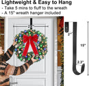 24" Prelit Christmas Wreath with Timer, 50 Colorful LED - Waterproof Battery Operated Christmas Door Wreath with Bowknot Pinecone White Berries and Wreath Hanger for Christmas Decorations — 7
