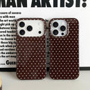 Yeddabox for iPhone 16 Pro Max Case Cute Polka Dot Phone Case Soft TPU Slim Shockproof Phone Cover for Women Girls, Brown — 7
