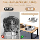 Upgraded Elevated Cat Bowls with Food Mat,15°Tilted Stand Anti Vomiting Raised Cat Dishes for Food and Water,2 Stainless Steel Bowls for Cats and Puppy — 2