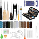 Leather Sewing Kit, Professional Leather Repair Kit with Upholstery Thread, Sewing Awl Hand Sewing Punch Stitching Needles for Craft DIY Tool (B Style) — 1