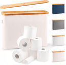 LONBET Toilet Paper Storage for 12 Rolls, Stackable & Foldable - The Ultimate Bathroom Organizer - Waterproof Basket with Bamboo Lid - Elegant Toilet Paper Storage Holder, Beige — 1