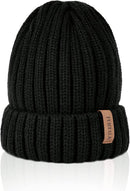 FURTALK Winter Hats for Women Fleece Lined Beanie Knit Chunky Womens Snow Cap - Black — 5