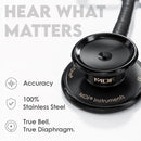 MDF Instruments MD One Premium Stainless Steel Dual Head Stethoscope, Adult, Black Tube, Black Chestpieces-Headset, MDF777BO — 3