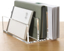 3 Compartments Clear Acrylic Mail Holder – Vertical Letter Sorter & Multifunction Desk Organizer for Bills, Documents, Notebooks – Modern Office/Home Envelope File Rack — 3