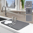 Dish Drying Mat for Kitchen Counter, 12"x19" Pad with Rubber Backed (Grey) — 1