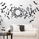 Coogam 60PCS Halloween Bats Decoration, 4 Different Sizes Realistic PVC Black 3D Scary Bat Sticker for Home Decor DIY Wall Decal Bathroom Indoor Hallowmas Party Supplies — 6
