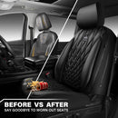 CAR PASS Piping Luxury Faux PU Leather Two Front Car Seat Covers, Waterproof Anti Slip Seat Covers Compatible with Front Seat Armrests,Universal Fit for Suvs,Vans,Trucks, Airbag Compatible(All Black) — 5